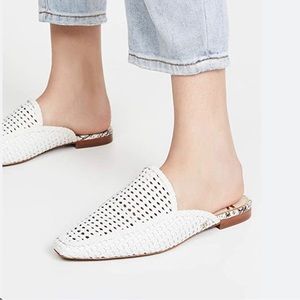 Sam Edelman Womens Elva White Leather Slip On Almond Toe Mules Shoes